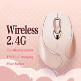 Ratón inalámbrico Inphic M8P 2.4G con carga USB silenciosa para niñas, ratón ergonómico portátil de oficina con pantalla de alimentación